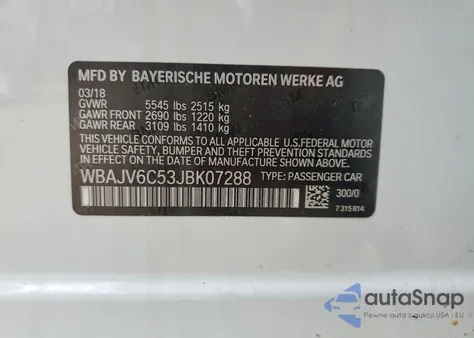 2018 BMW 640 Xigt z USA, uszkodzony, nr VIN WBAJV6C53JBK07288